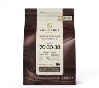 Callebaut – Finest Belgian Chocolate – 70% Dark Chocolate Callets – 2.5 KG – Dark Recipe n° 70-30-38 – intense cocoa – bitter – roasted – fruity hints